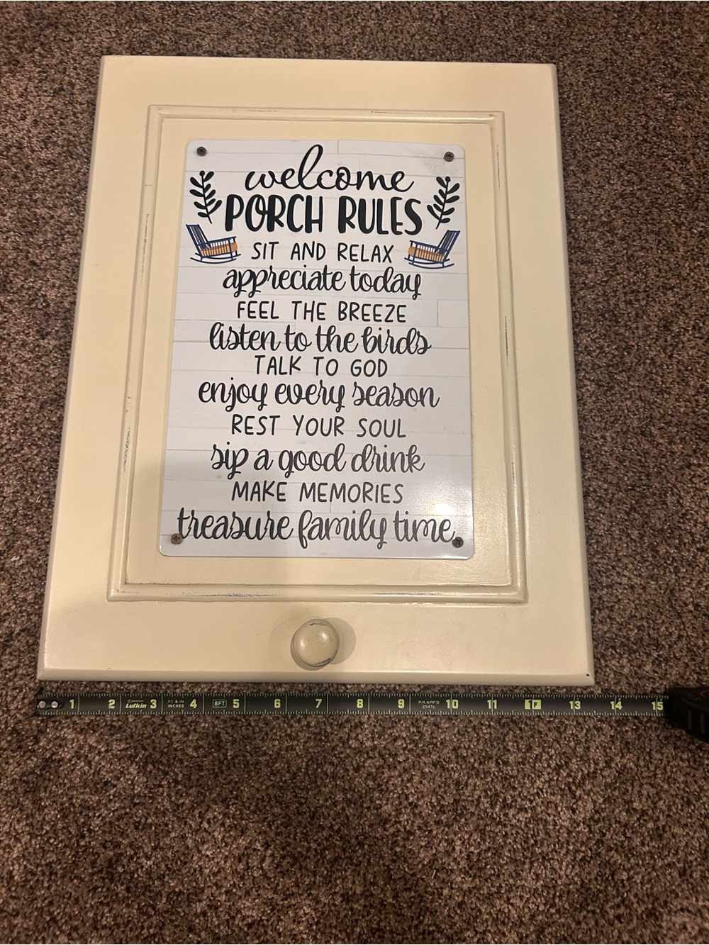 Welcome Porch Rules Wall Sign - Cream